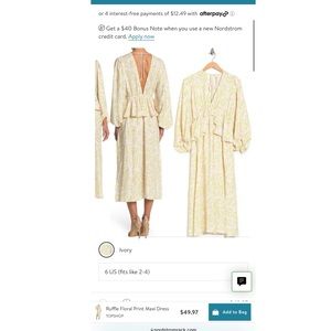 TopShop floral print dress complete with ruffles and a lovely double V-cut.